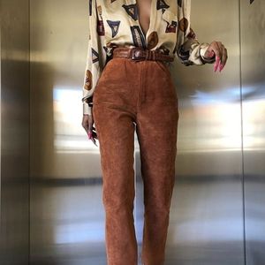 Vtg suede brown high waist Ann Klein pants Sz 4